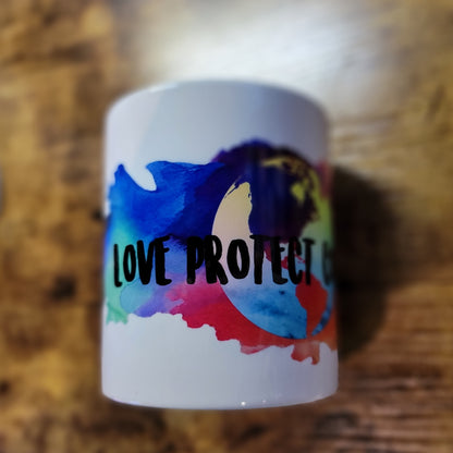 Earth Love Protect Conserve Rainbow Background - Mug (Made to order)