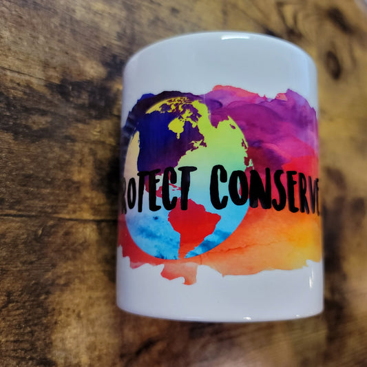 Earth Love Protect Conserve Rainbow Background - Mug (Made to order)