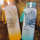 Giraffe Frosted Glass Water Bottle
