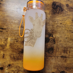 Giraffe Frosted Glass Water Bottle