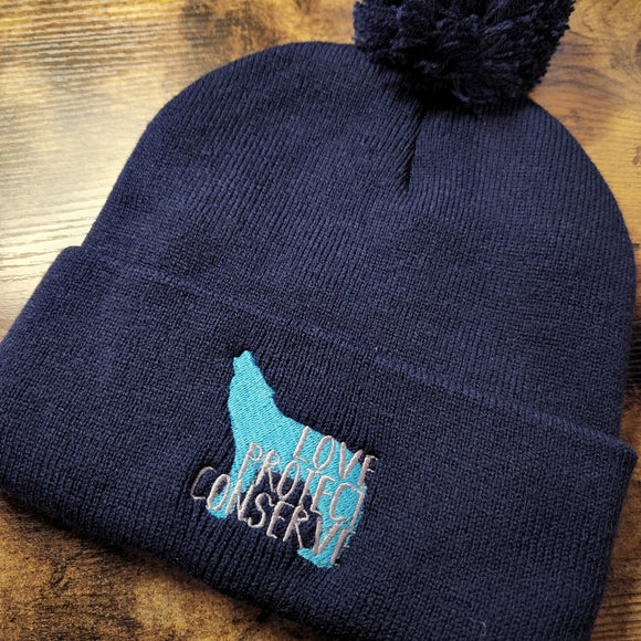 Wolf Pom Beanie