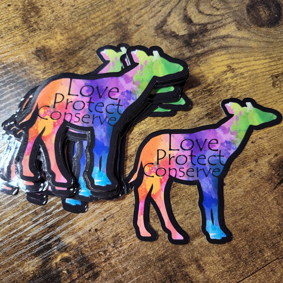 Rainbow Okapi - Love Protect Conserve - Sticker