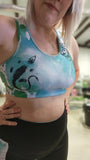 Reptile Prints Green/Blue Watercolor Background Sports Bra