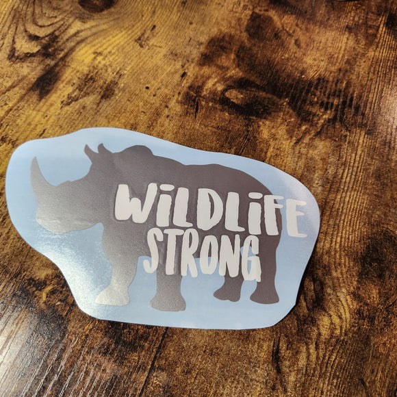 Rhino - Wildlife Strong - Calcomanía de vinilo (hecha a pedido)