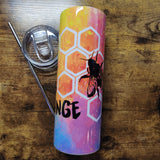 Bee the change colorful speckled rainbow Tumbler (Made to Order)