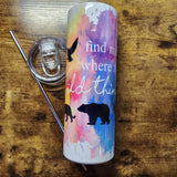 Find me Wild Thing Mixed Species Rainbow Watercolor Tumbler (Made to Order)