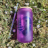 Bat on Iridescent - uv changing - blue glow - Glass Cup (Made to order)