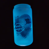 Bat on Iridescent - uv changing - blue glow - Glass Cup (Made to order)