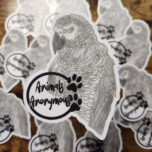 African Grey Parrot Sketch - Sticker