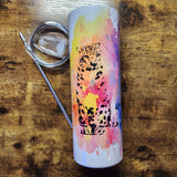 Snow Leopard Find me Quote Rainbow Watercolour Tumbler (Hecho a pedido)