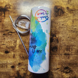 Snow Leopard Find me Quote Rainbow Watercolour Tumbler (Hecho a pedido)