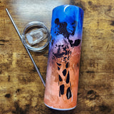 Giraffe Face - Blue Orange Tumbler (Made to Order)
