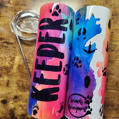 Keeper Mixed Paws Watercolor Tumbler (Made to Order)