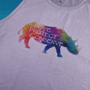 Rainbow Rhino - Love Protect Conserve - Tank