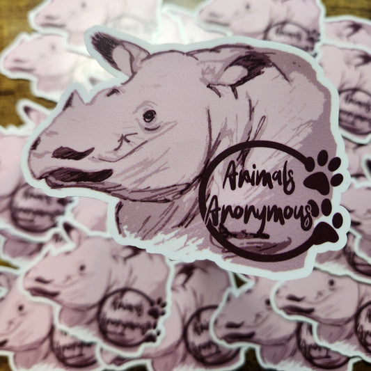 Sumatran Rhino Sketch - Sticker