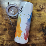 3 Giraffes Blue Orange Watercolor Tumbler (Made to Order)