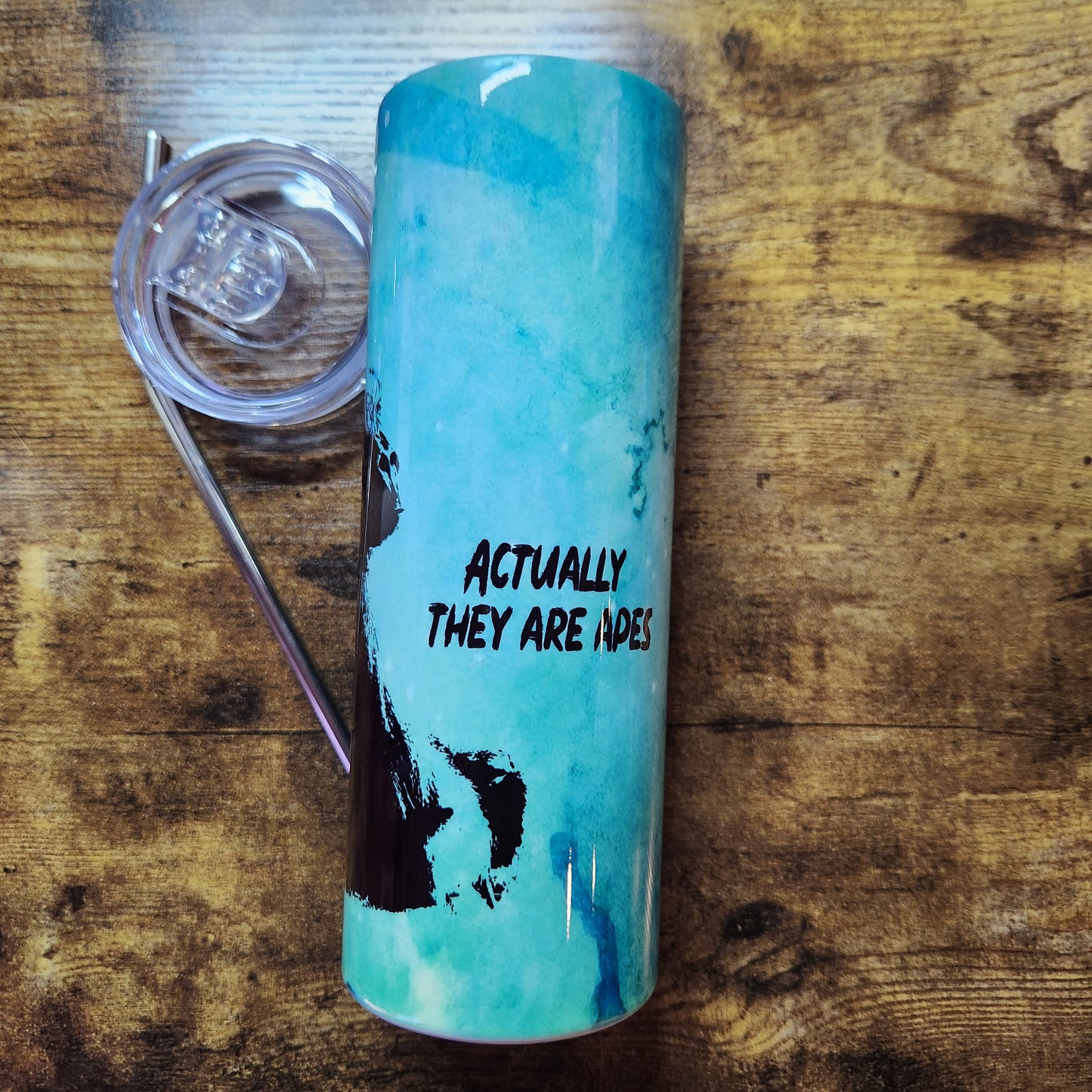 Gorilla - not my monkeys quote Green Watercolor Tumbler (Made to Order)