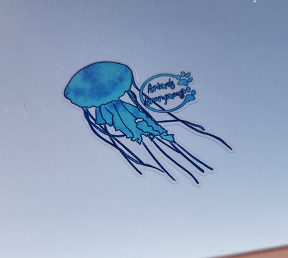 Dibujo de medusa (azul) - Adhesivo CLARO