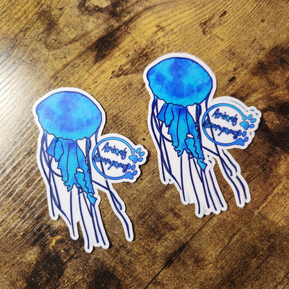 Jellyfish Sketch (Blue) - Sticker CLEAR
