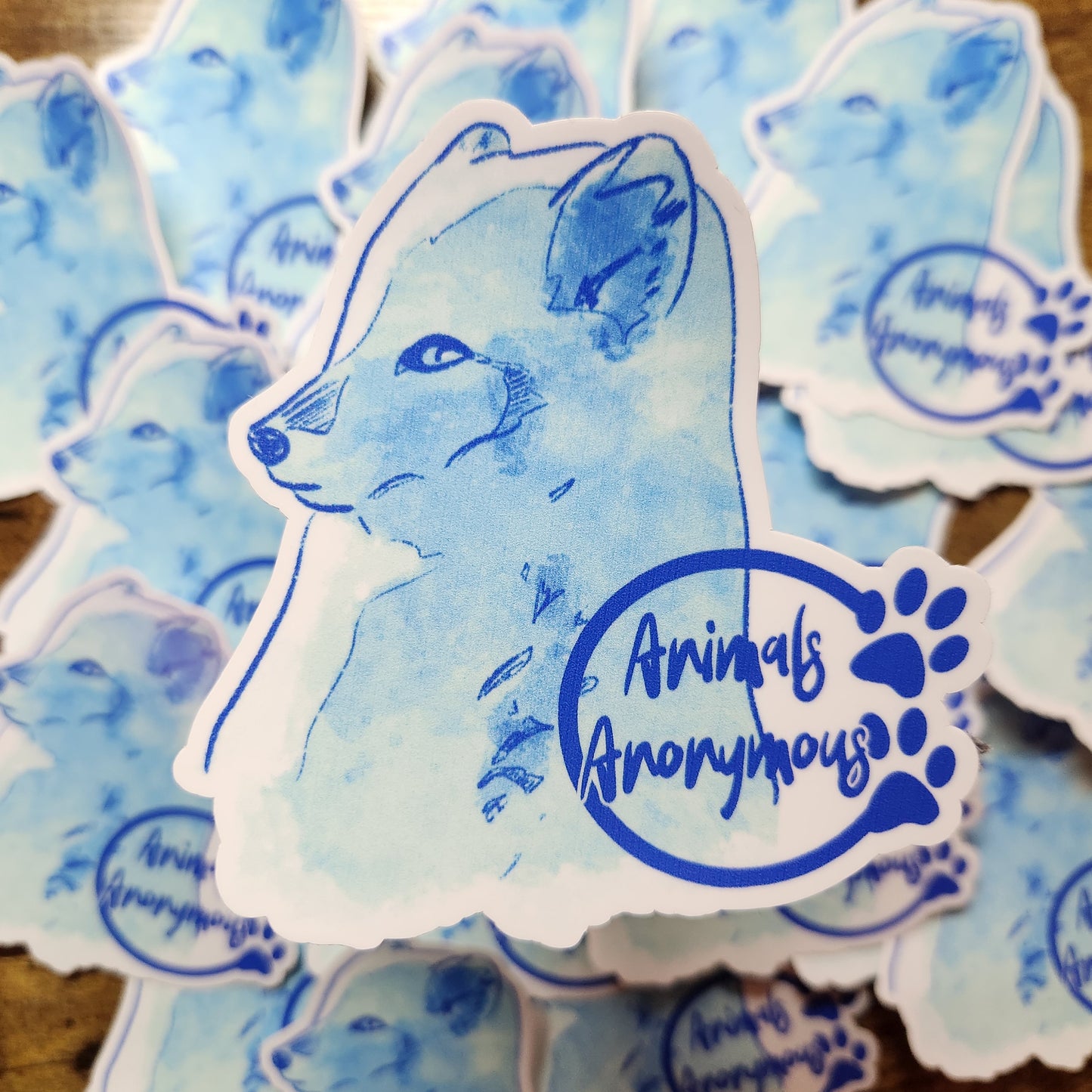 Arctic Fox Sketch (Blue) - Sticker