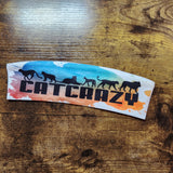 Cat Crazy - Blue Gold Background - Headband (Made to Order)