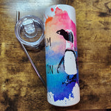 Penguin Keep Calm Waddle on Watercolor Tumbler (Made to Order)