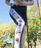 Bear Paw Blue Watercolor and Black High Waisted Full Length Leggings