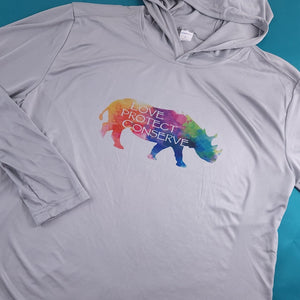 Rainbow Rhino - Love Protect Conserve - Pullover Hoodie