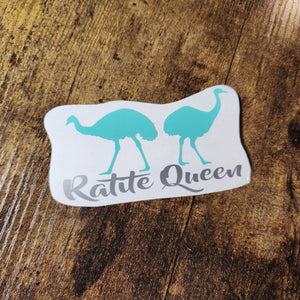 Emú y avestruz - Ratite Queen - Calcomanía de vinilo (hecha a pedido)