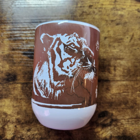 Cara de tigre con patas - Vaso de vino (hecho a pedido)