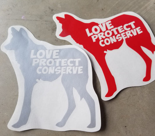 Maned Wolf - Love Protect Conserve - Vinyl Decal - Animals Anonymous Apparel