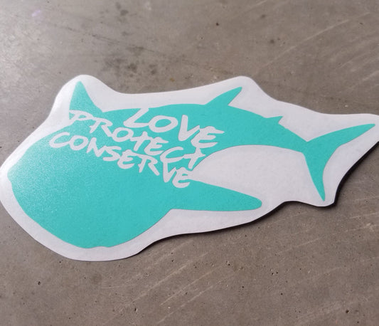 Whaleshark - Love Protect Conserve - Vinyl Decal - Animals Anonymous Apparel