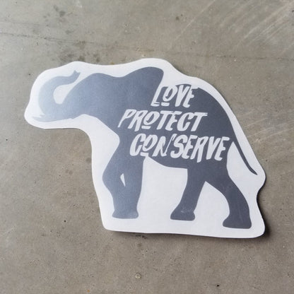 Elephant - Love Protect Conserve - Vinyl Decal - Animals Anonymous Apparel