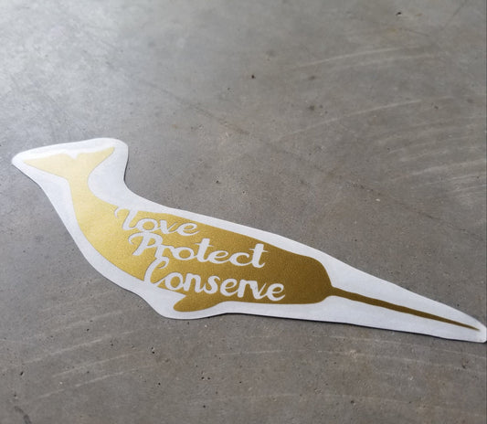 Narwhal - Love Protect Conserve - Vinyl Decal - Animals Anonymous Apparel