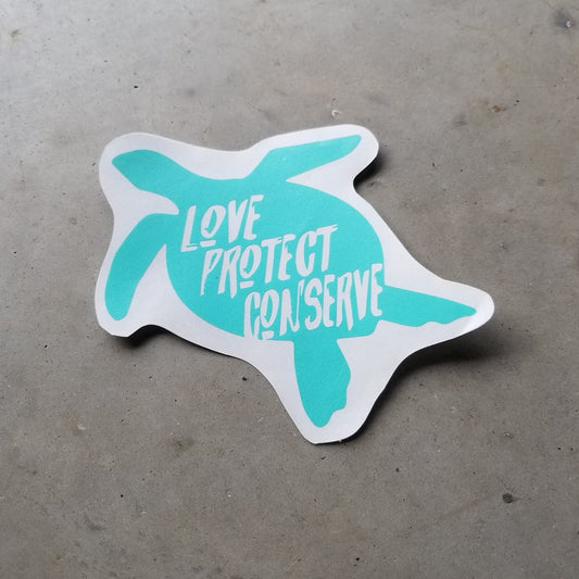 Sea Turtle - Love Protect Conserve - Vinyl Decal - Animals Anonymous Apparel