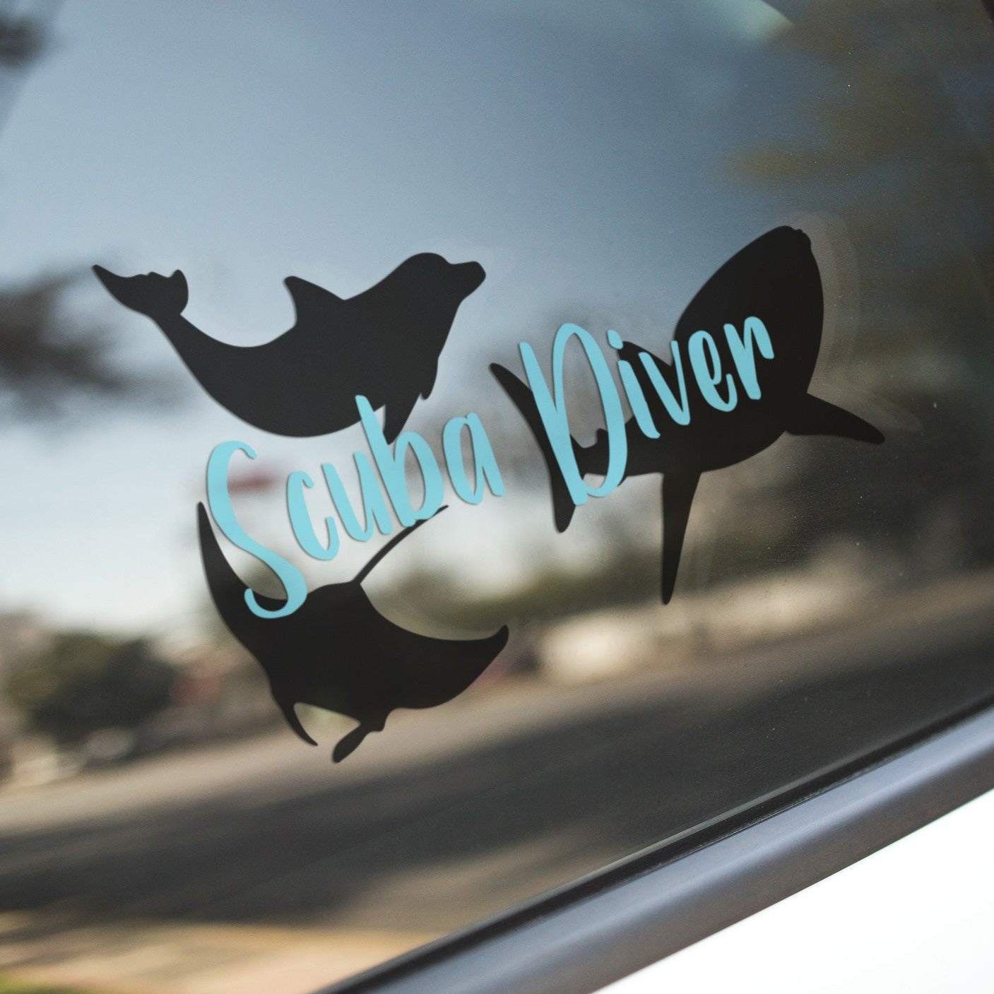 Scuba Diver - Dolphin, Whale, Stingray - Vinyl Decal - Animals Anonymous Apparel