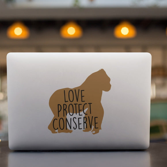 Gorilla - Layered Love Protect Conserve - Vinyl Decal - Animals Anonymous Apparel
