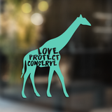 Giraffe - Love Protect Conserve - Vinyl Decal - Animals Anonymous Apparel