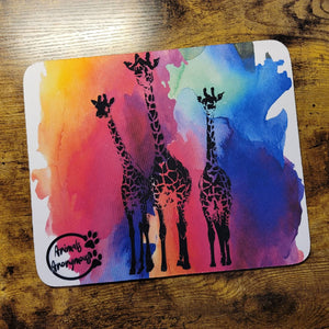 3 Giraffes Rainbow Mousepad (Made to Order)