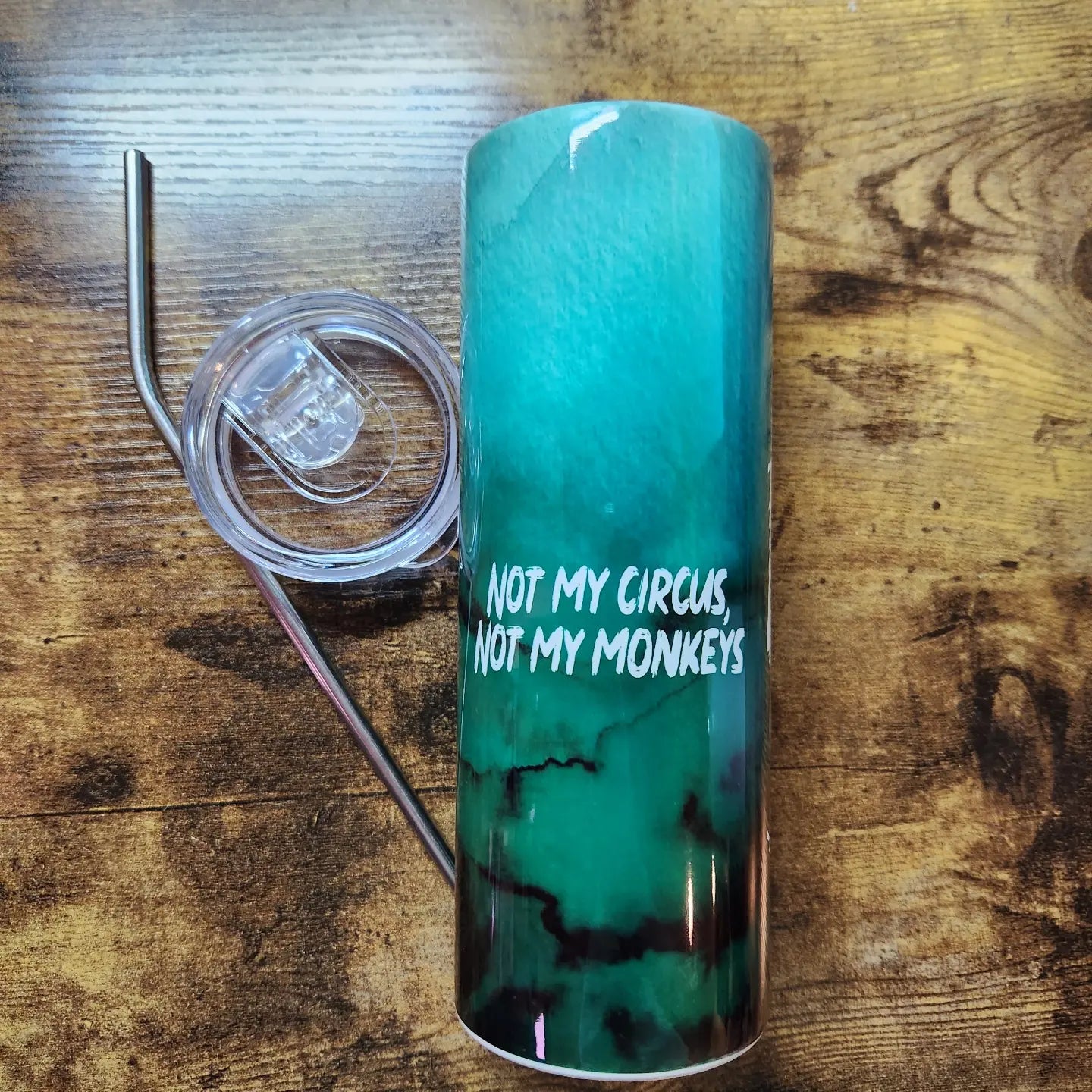 Gibbon - not my monkeys quote Green Watercolor Tumbler (Made to Order)