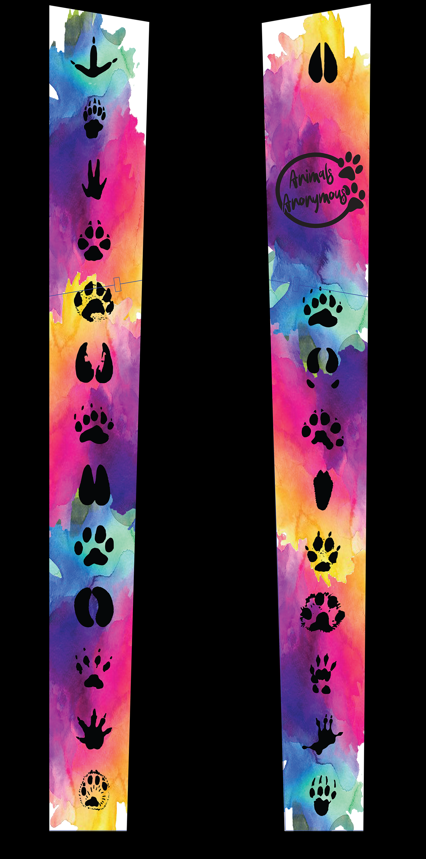 Leggings - Black with Paws and Watercolor Background - Animals Anonymous Apparel
