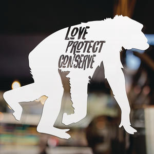 Chimp - Love Protect Conserve - Vinyl Decal - Animals Anonymous Apparel